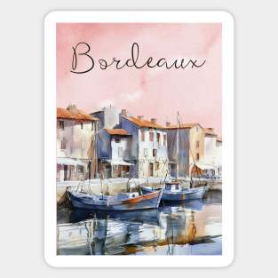 Bordeaux France Watercolor Art – European Travel City Poster Sticker
